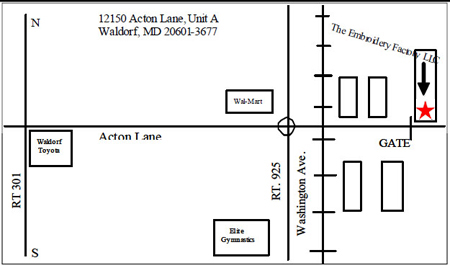 Embroidery Factory location red